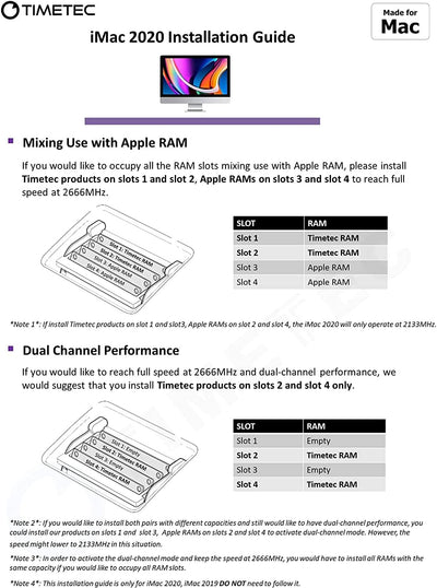 Timetec 32GB KIT (2x16GB) Kompatibel für Apple DDR4 2666MHz/2667MHz für Mitte 2020 iMac 20,1/20,2/Mi