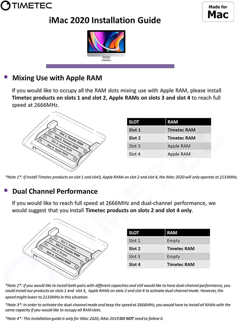 Timetec 32GB KIT (2x16GB) Kompatibel für Apple DDR4 2666MHz/2667MHz für Mitte 2020 iMac 20,1/20,2/Mi