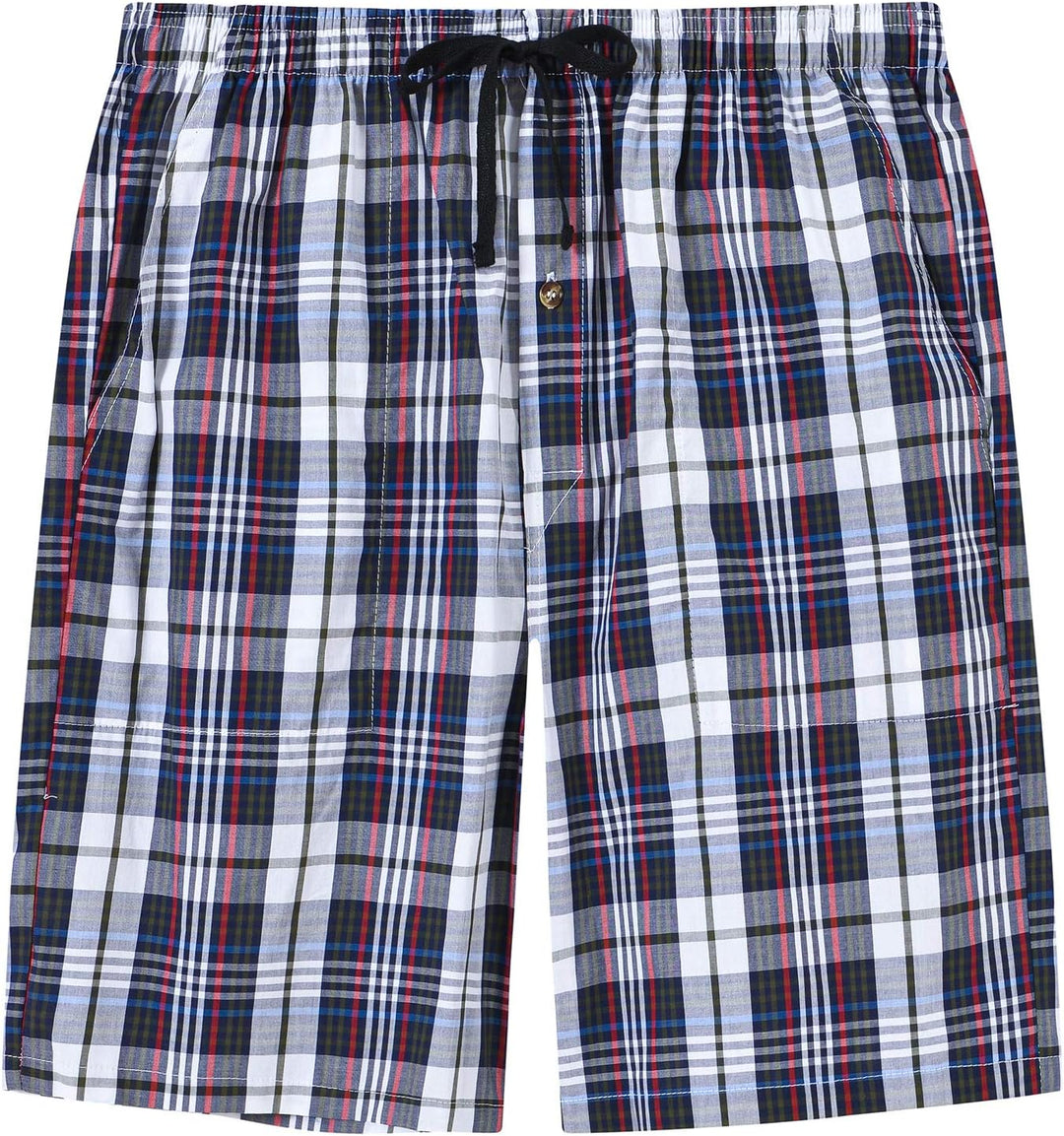 MoFiz Herren Kurze Pyjamahose Baumwolle Schlafshorts Karierte Schlafanzughose Freizeithose Karo Loun
