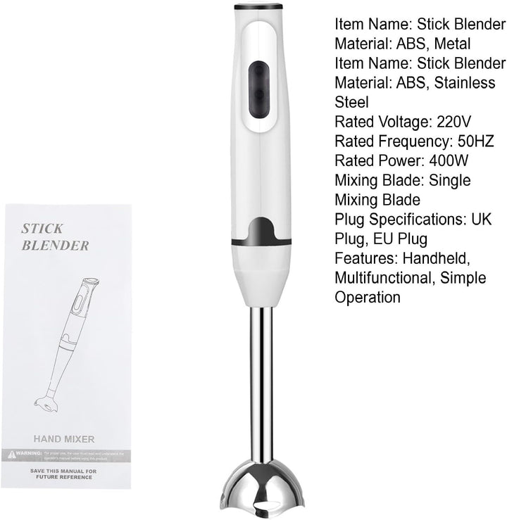 400W Stabmixer, Stabmixer mit Edelstahlfüssen für die Küche, Haushalts-Handmixer, für Pürees, Smooth