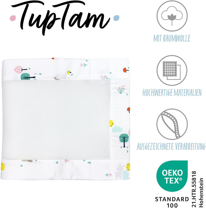 TupTam Gitterstäbe Schutz Netz Babybett Nestchen 3D Mesh 2 Pack, Farbe: Rentier, Grösse: ca. 128 x 3