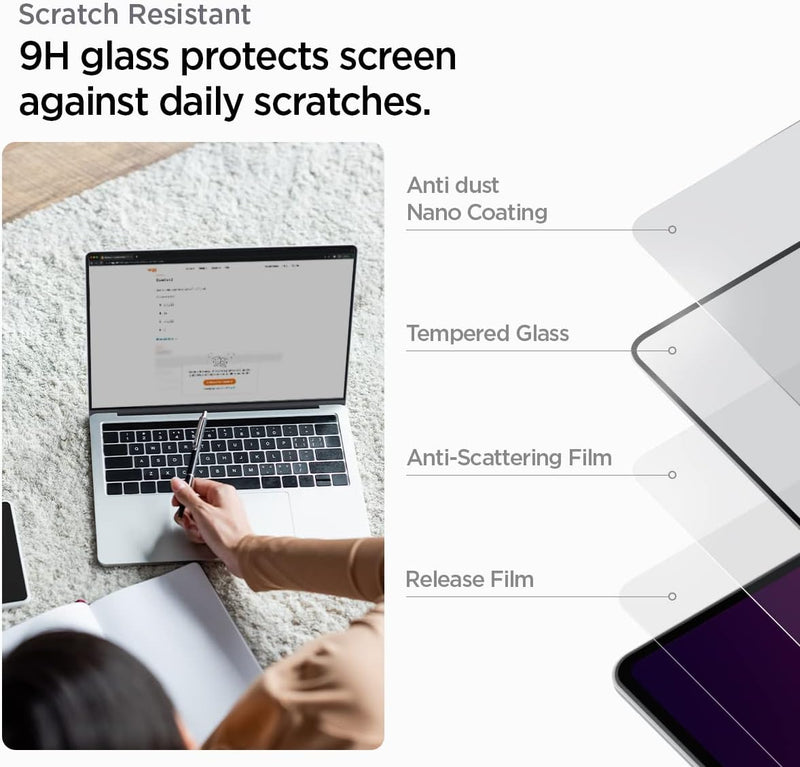 Spigen Glas.tR Slim Displayschutz für MacBook Pro 14 Zoll (ab 2021, M3 / M3 Pro / M3 Max / M2 Pro /