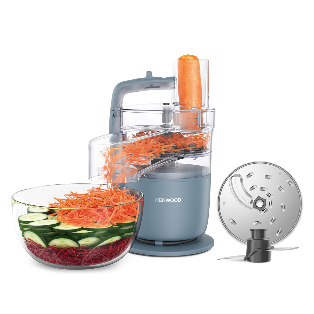 Kenwood MultiPro Go FDP22.130GY, Kompakt-Küchenmaschine nur 30cm hoch, zum Schneiden, Reiben, Pürier