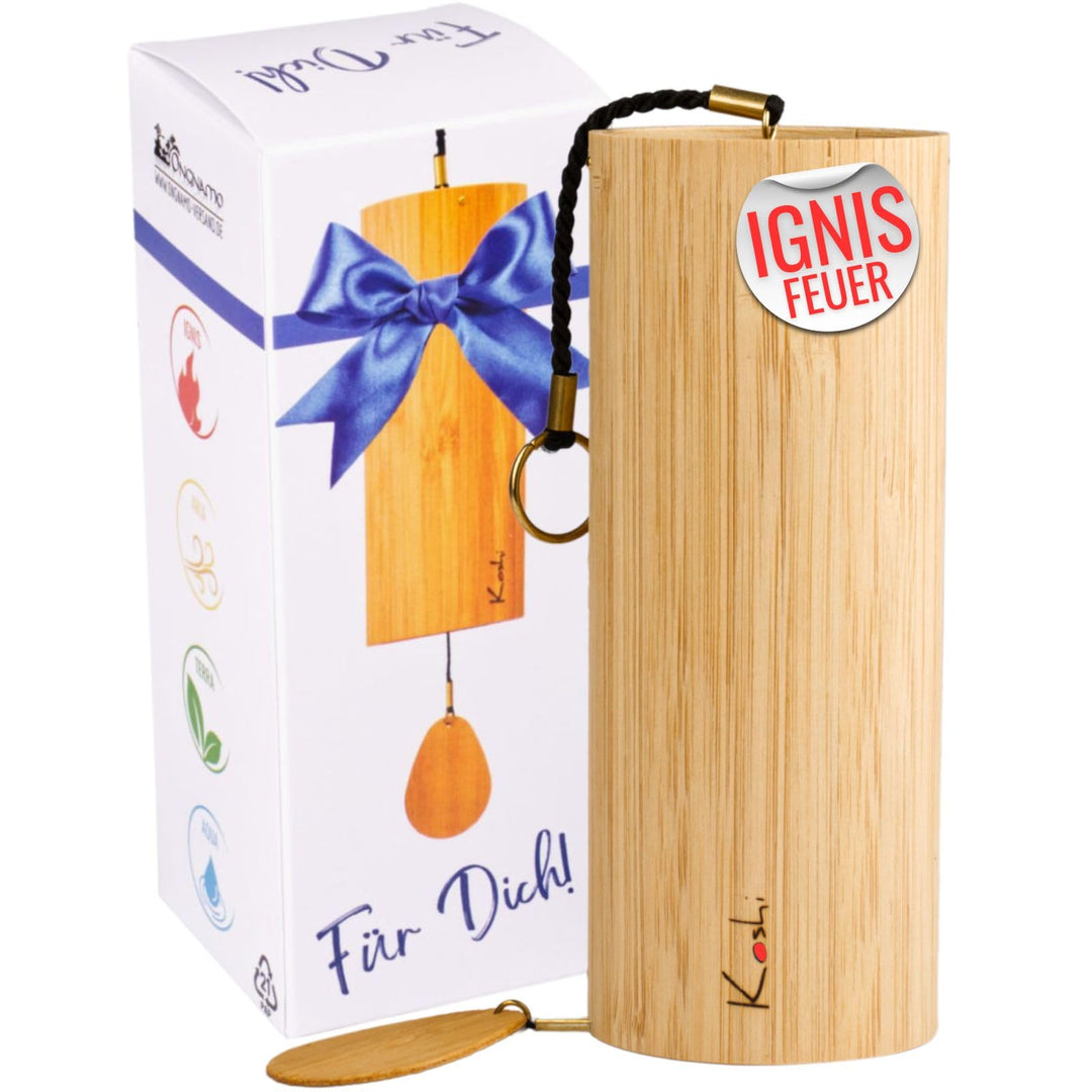 Koshi Klangspiel aus Bambusfurnier Ignis Feuer | Windspiel mit Geschenkverpackung | Geschenkbox | Ve