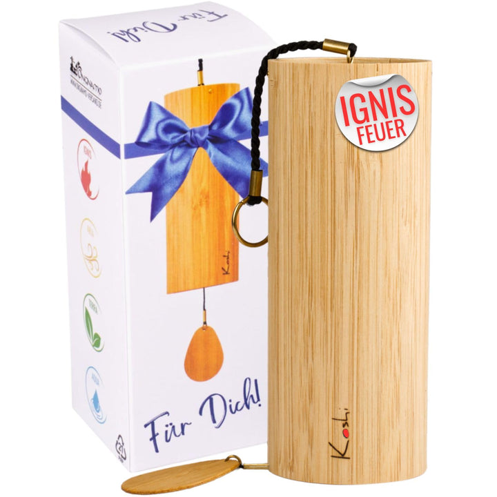 Koshi Klangspiel aus Bambusfurnier Ignis Feuer | Windspiel mit Geschenkverpackung | Geschenkbox | Ve