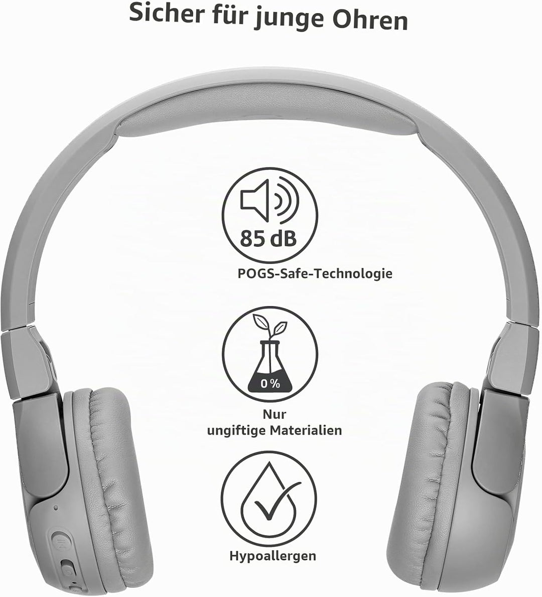 POGS Drahtloser Bluetooth Kinderkopfhörer | The Gecko 2 | Faltbarer robuster Kinderkopfhörer ab 3 Ja