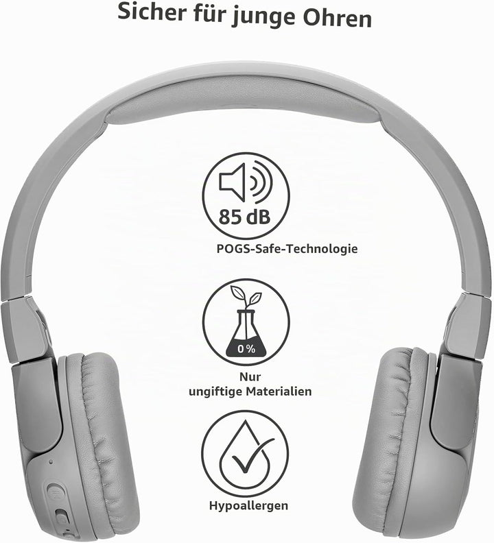 POGS Drahtloser Bluetooth Kinderkopfhörer | The Gecko 2 | Faltbarer robuster Kinderkopfhörer ab 3 Ja