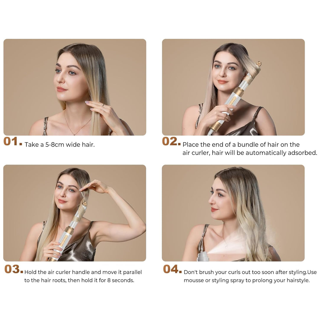 UKLISS Warmluftbürste Set 7 in 1, Haartrockner & Zubehör Airstyler mit 110000 U/Min Ionen Föhn, Auto