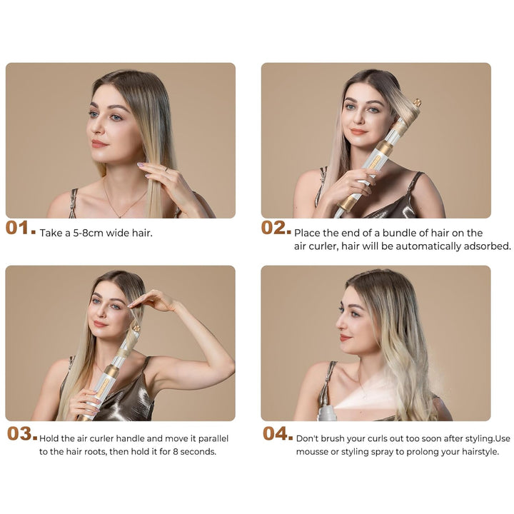 UKLISS Warmluftbürste Set 7 in 1, Haartrockner & Zubehör Airstyler mit 110000 U/Min Ionen Föhn, Auto