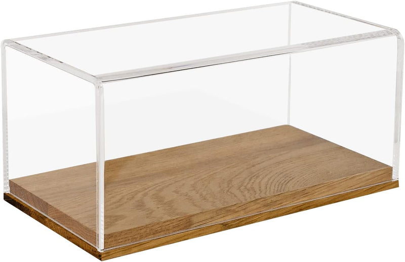 HMF 46871 Acryl Vitrine / Schaukasten mit Holzsockel für Modellautos | 24 x 12 x 11 cm | Transparent