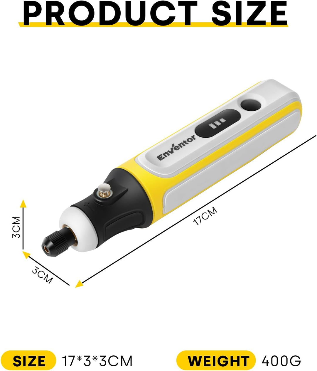 ENVENTOR Mini Multifunktionswerkzeug Akku, 4V Rotationswerkzeug mit 75 Zubehör, 5000-16000RPM, 3 Ein
