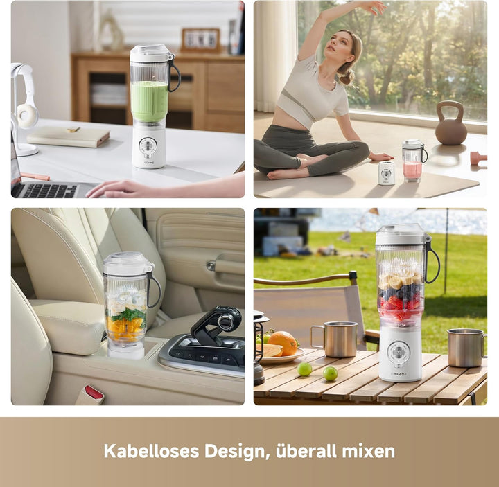 DREAME PortFresh Tragbarer Mixer, Abnehmbares Motorgehäuse, Schnellladen, 880 ml BPA-freier Mixbeche