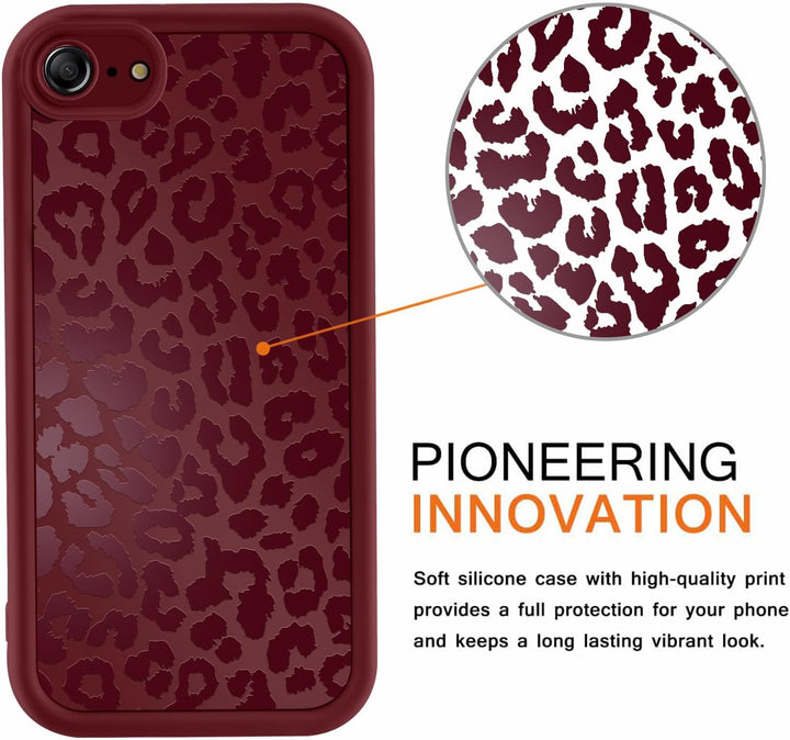 ZhuoFan Handyhülle für iPhone 7/8/iPhone SE 2022 /SE 2020 hülle 4,7”, Aesthetic Leopard Muster Rot M