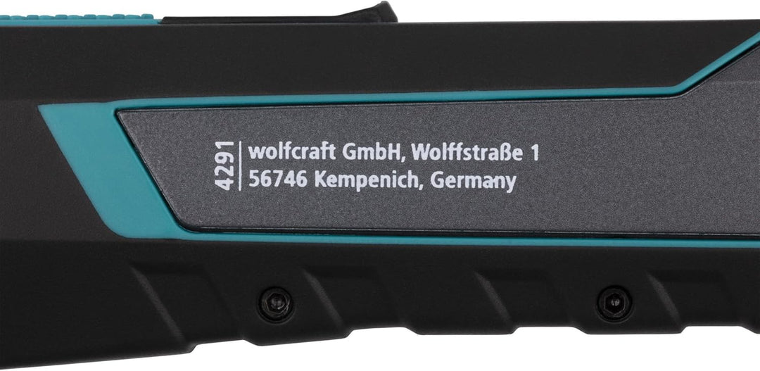 wolfcraft Cuttermesser PRO SAFETY, 25 mm - mit optimale Ergonomie für Links- und Rechtshänder - Extr