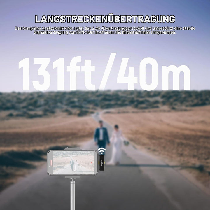 NEEWER Wireless Lavalier Mikrofonsystem, 1 x USB C Empfänger mit OTG Adapter 2 x Rauschunterdrückung