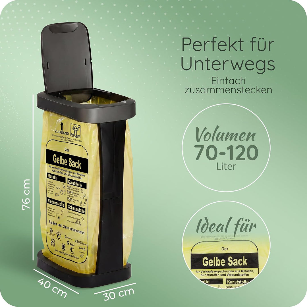 Novaliv Müllsackständer 2er Set mit Schwingdeckel – Gelber Sack Ständer für 70-120L | 2in1 Schwing-