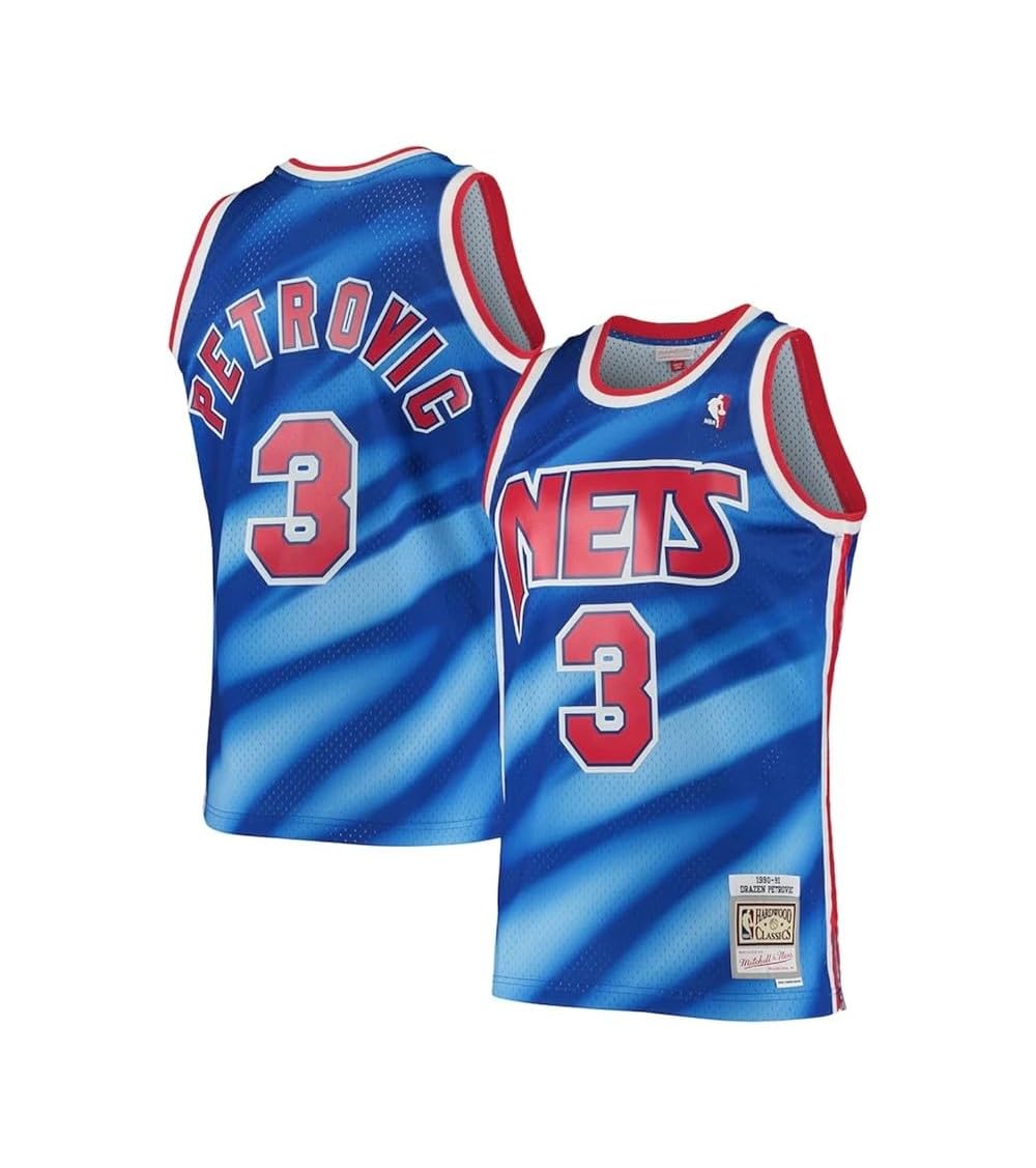 Mitchell & Ness Dražen Petrović #3 New Jersey Nets 1990-91 Swingman NBA Trikot Blau S Blau, S Blau