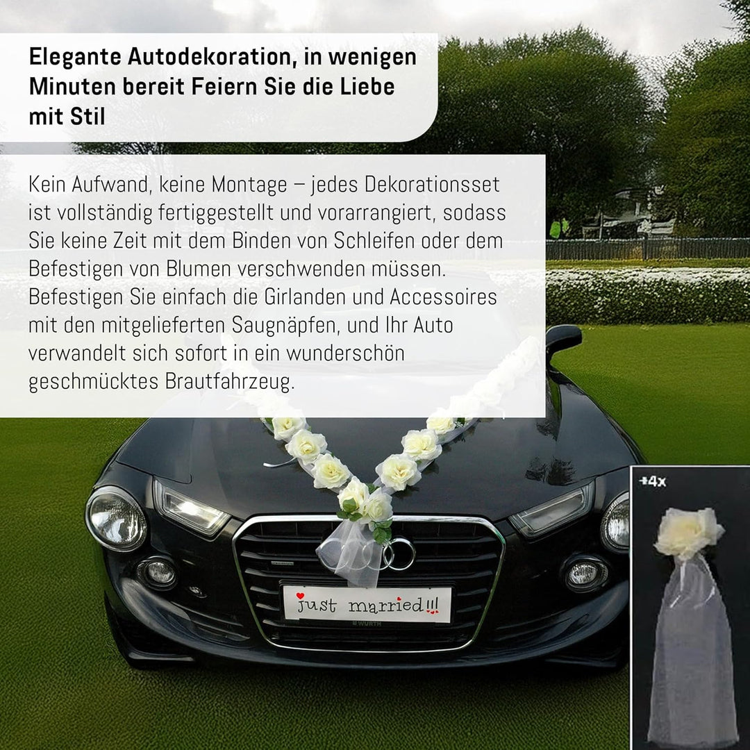 Rosen Girlande Braut Paar Rose Deko Dekoration Autoschmuck Hochzeit Car Auto Wedding ®Auto-schmuck D