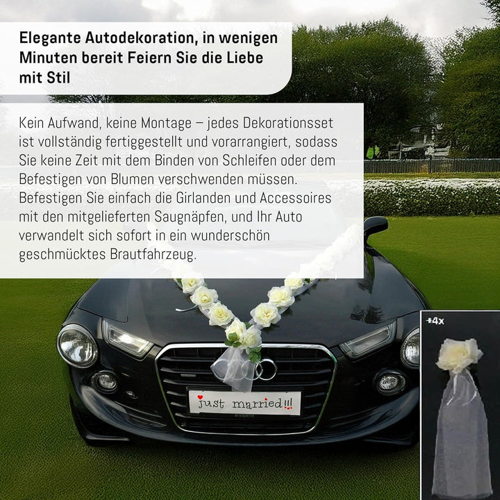 Rosen Girlande Braut Paar Rose Deko Dekoration Autoschmuck Hochzeit Car Auto Wedding ®Auto-schmuck D