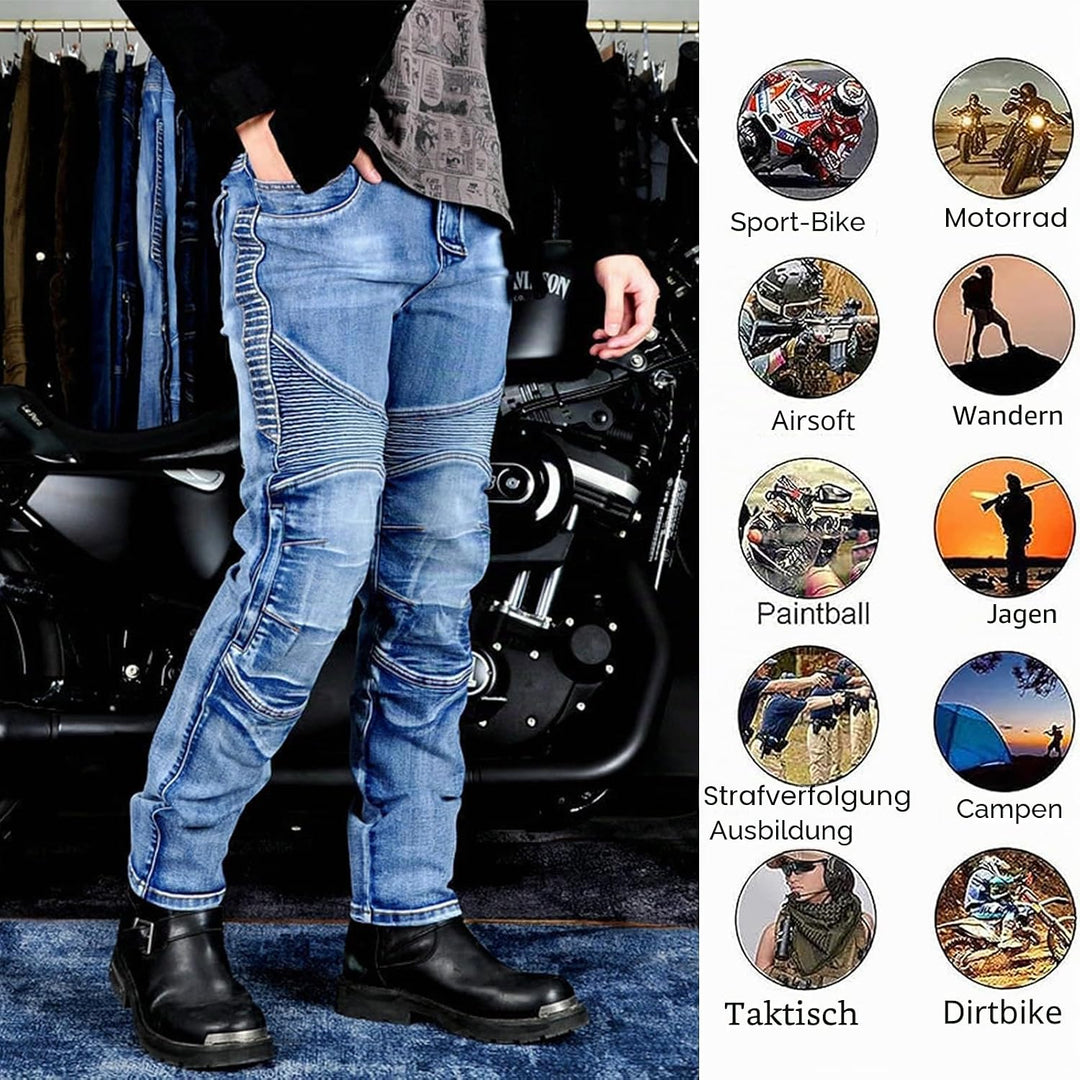 Motorradhose Herren, Motorrad Jeans Herren mit Protektoren, Aramidfaser Jeans Motorrad, Motorrad Hos