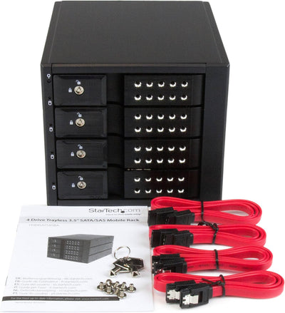 StarTech.com 4-fach 3,5 Zoll trägerloser SATA Festplatten Aluminium Wechselrahmen/Backplane, 4 Bay 3