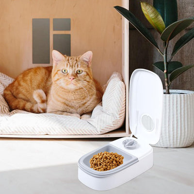 MENAYODA Automatischer Futterspender für Haustier, 2 Mahlzeiten Automatischer Katzen Futterspender m