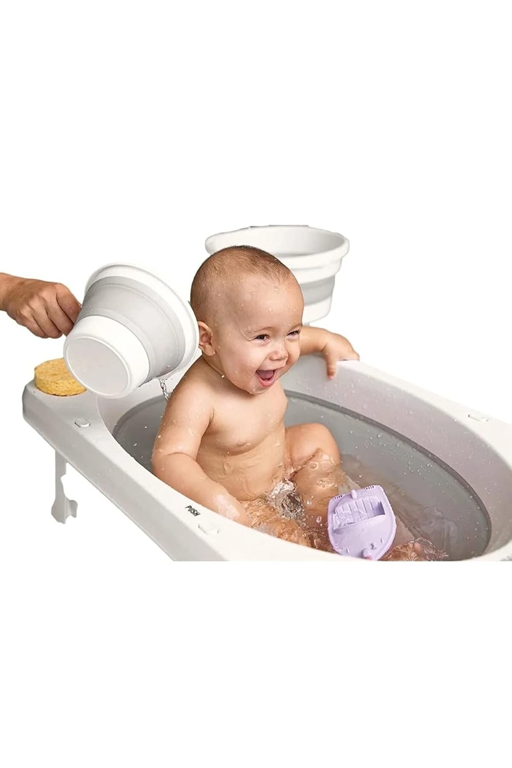 Grosse Faltbare Babywanne, Babywannen Set mit 33Liter, Baby Wanne Inkl. Badewanneneinsatz, Baby-Haar