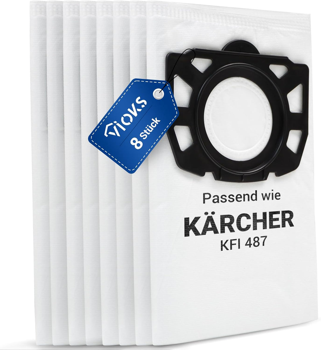VIOKS 8x Staubsauger Beutel Ersatz für Kärcher 2.863-006.0 Vliesfilterbeutel KFI 487 - Kärcher Filte