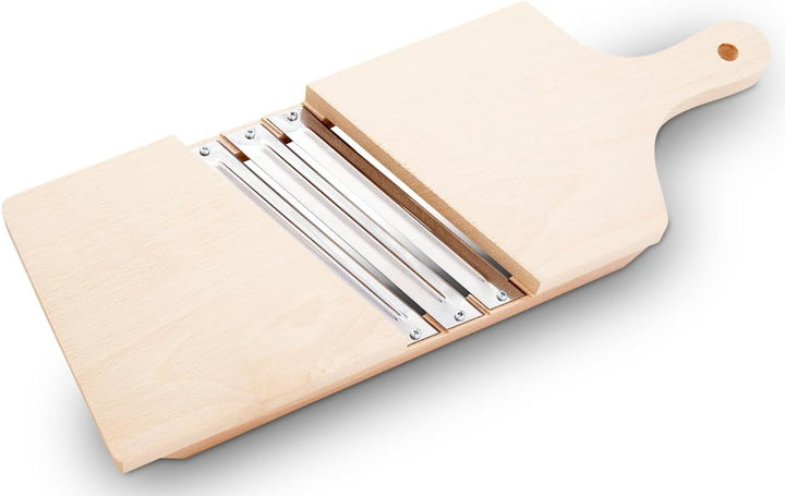 KERAZO Krautreibe aus Buchenholz mit 3 scharfen Edelstahl Messer mit Haltegriff 42x16cm Krauthobel G