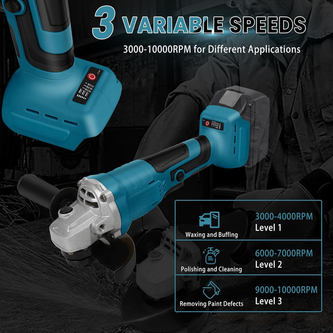 Akku Winkelschleifer Kompatibel mit Makita 18V Lithium-Akku, Bürstenloser Elektro Winkelschleifer mi