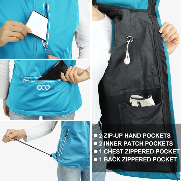 33,000ft Damen Leichte Laufweste Outdoor Softshell Weste Frau Ärmellose Jacke Winddichte Wasserdicht