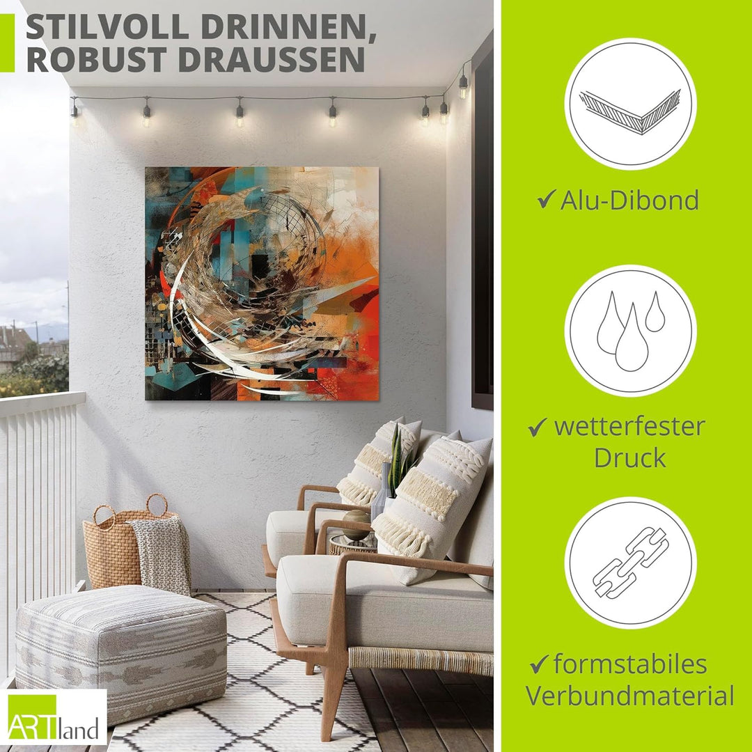 ARTland Wandbild Alu Verbundplatte für Innen & Outdoor Bild 40x40 cm Abstrakte Deko Modern Fraktale