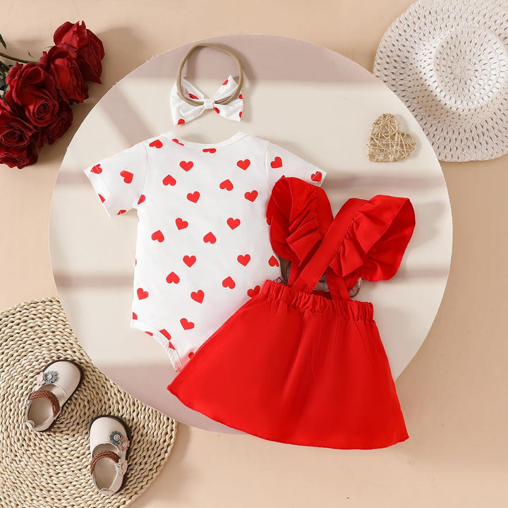 Neugeborenes Baby Mädchen Röcke Sets Rüschen Top + Plaid/Dots/Bowknot Overalls Hosenträger Kleid + S