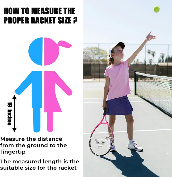 AMA SPORT - Junior-Tennisschläger für Kinder von 2–12 Jahren – Jungen & Mädchen – mit Nylon-Tragetas