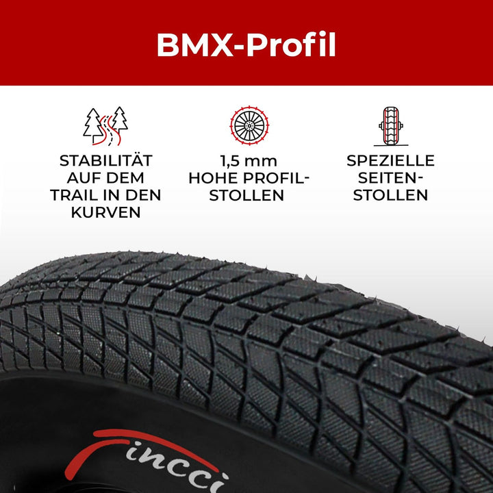 Fincci Set Paar Reifen 20 x 1.75 Zoll Mantel 47-406 mit Schrader Schlauch für BMX Fahrradmantel MTB