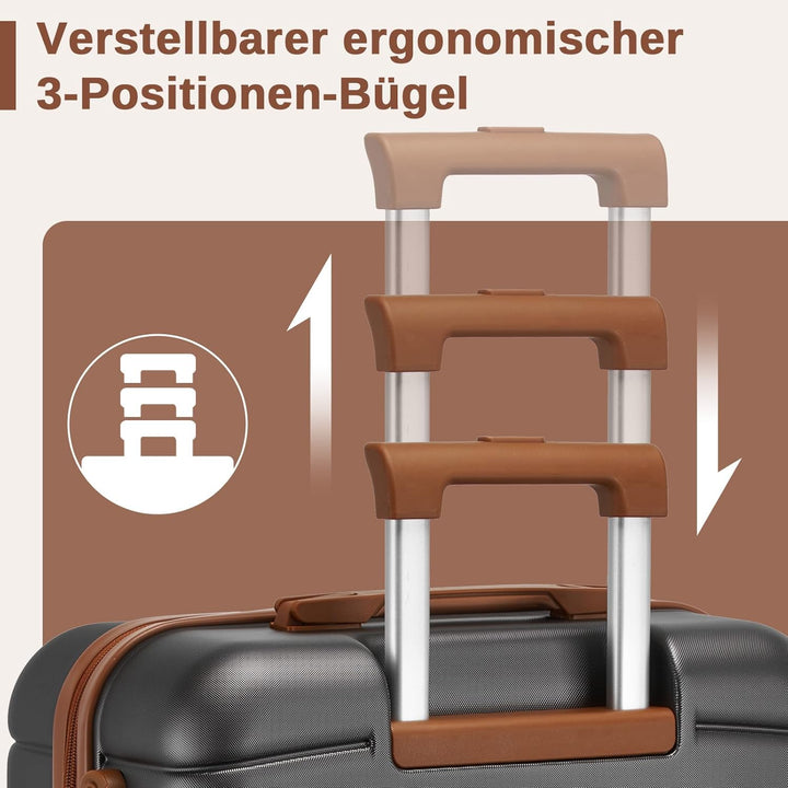 KONO Koffer Reisekoffer Trolley Kofferset 3 Teilig von ABS+PC Hartschalenkoffer mit Zwillingsrollen