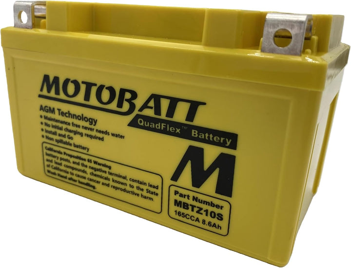 MotoBatt MBTZ10S (12V 8.6 Amp) 140CCA Factory Activated QuadFlex AGM Battery