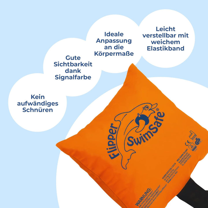 Flipper SwimSafe 1080 - Schwimmkissen für Kleinkinder aus Baumwolle, sichere Schwimmhilfe mit verste
