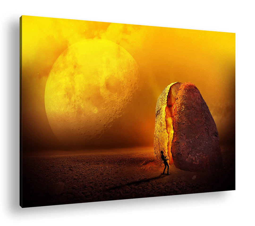 unbekannte Planeten Oberfläche Format: 100x70 als Leinwandbild, Motiv fertig gerahmt auf Echtholzrah