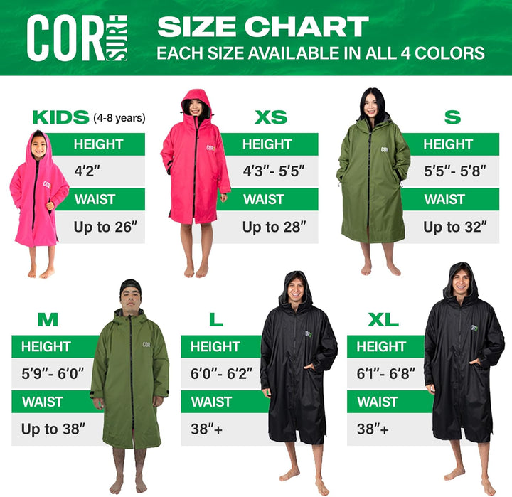 COR Surf Schwimm-Parka, schwere, warme Surfjacke für Herren, Damen, grosse Kinder, wasserabweisendes