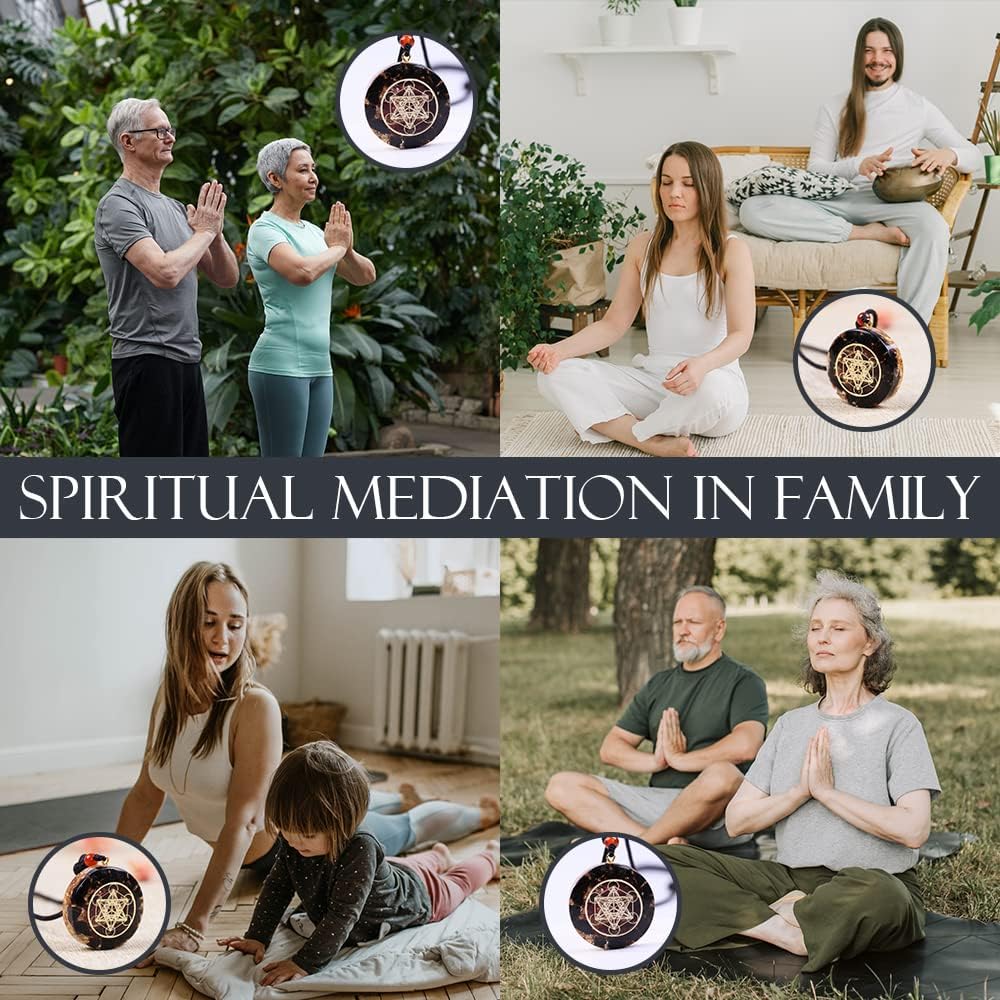 LXMYLI Orgone Metatron Cube Merkaba Anhänger Halskette, 7 Chakren om Orgonite Healing Meditation Bal