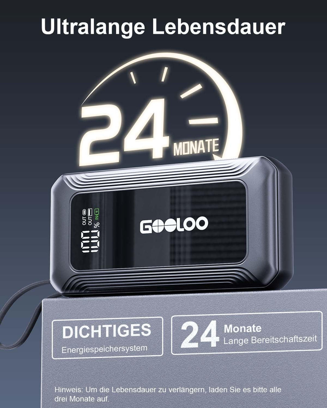 GOOLOO G7 Starthilfe Powerbank für pkw, 3000A Tragbare Starter Powerbank mit 45W USB-C Schnellladung