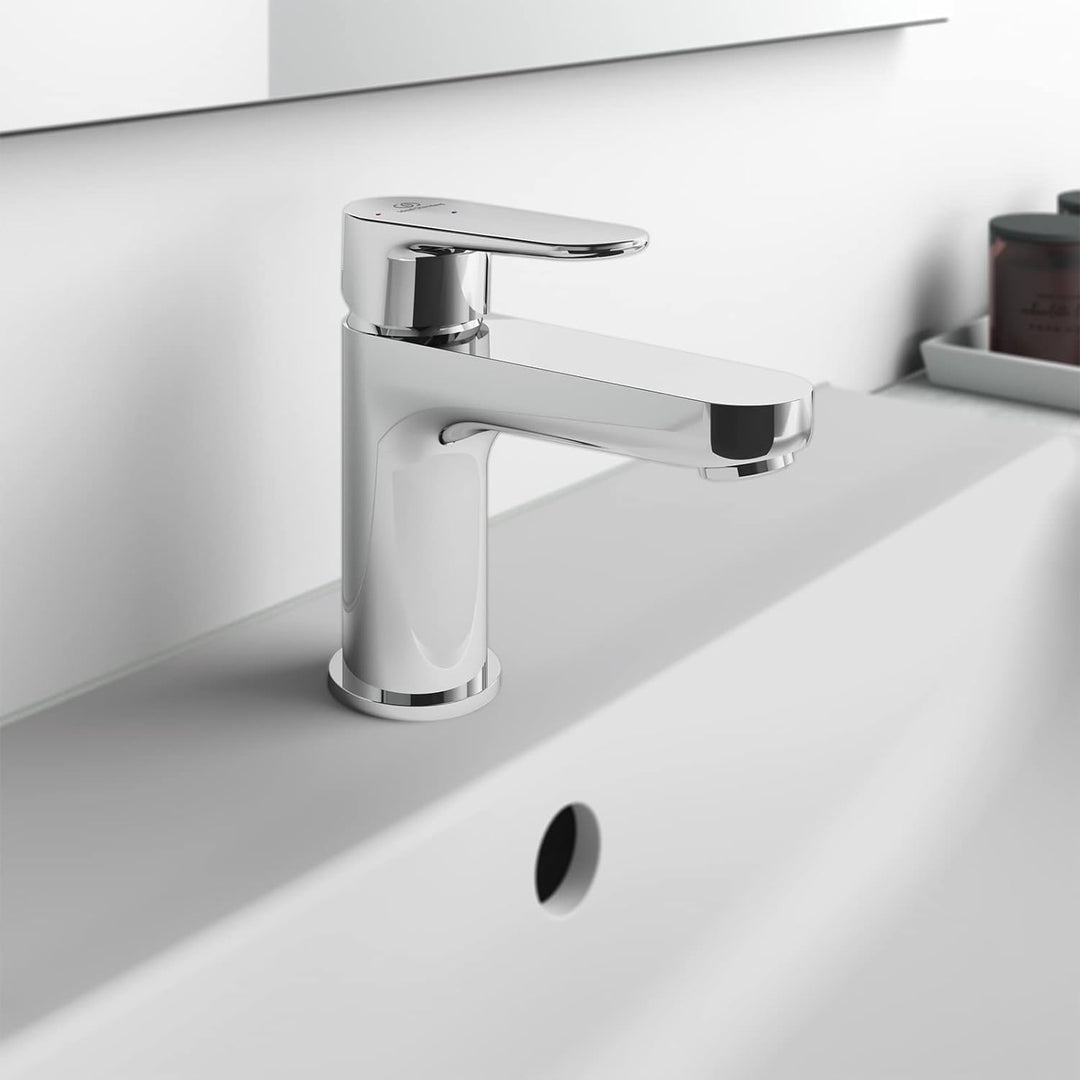 Ideal Standard BC697AA Cerafine O Waschtischarmatur mit Zugknopf-Ablaufgarnitur