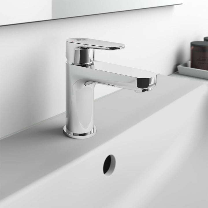 Ideal Standard BC697AA Cerafine O Waschtischarmatur mit Zugknopf-Ablaufgarnitur
