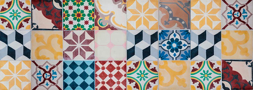 VINILIKO Vintage Tiles Vinylteppich, Mehrfarbig, 50 x 140 cm 50x140 Bunt, 50x140 Bunt