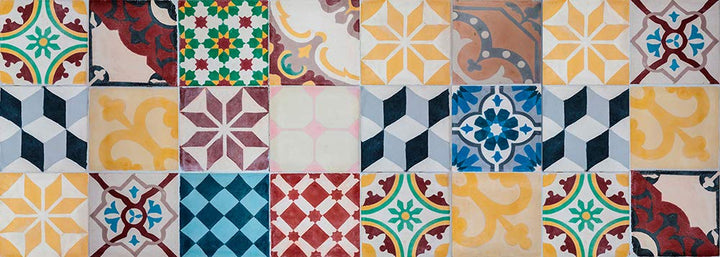 VINILIKO Vintage Tiles Vinylteppich, Mehrfarbig, 50 x 140 cm 50x140 Bunt, 50x140 Bunt