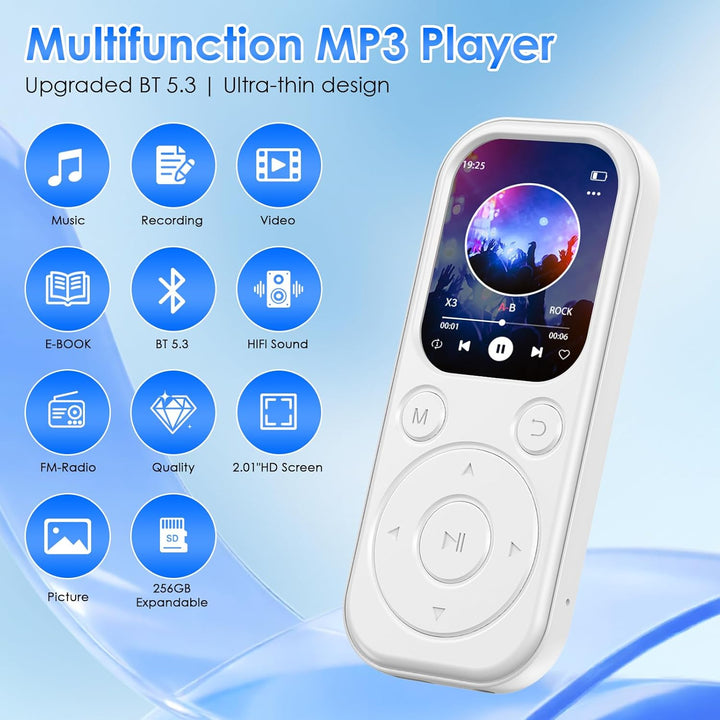 Olycism 64 GB MP3 Player mit Bluetooth 5.3 tragbarer Musik-Player mit HiFi-Klangqualität und FM-Radi
