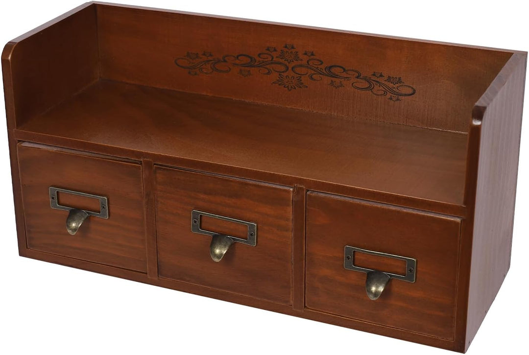 Schreibtisch Organizer, Vintage Schreibtisch Organizer mit 3 Schubladen, Schmuckkasten Schublade Lei