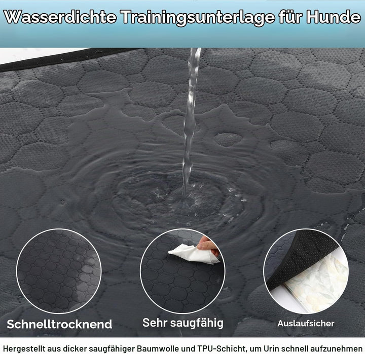 2 Stück Welpenunterlagen Waschbar, 100 × 75cm Super Saugfähig PIPI Matten für Hunde, Wiederverwendba