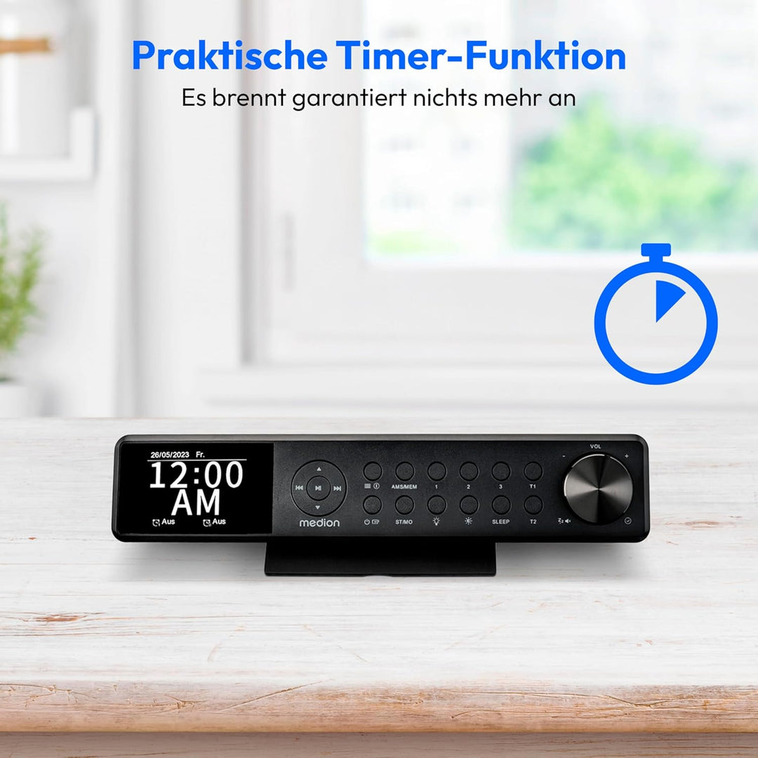 MEDION P66750 Küchen Unterbauradio (DAB+ Küchenradio, PLL UKW Radio, dimmbares TFT Farbdisplay, Koch